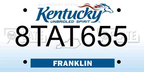 8TAT655 Kentucky License Plate