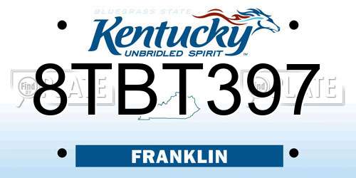 8TBT397 Kentucky License Plate