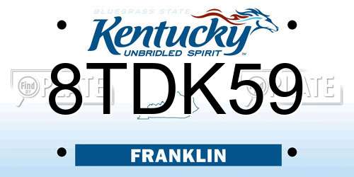 8TDK59 Kentucky License Plate