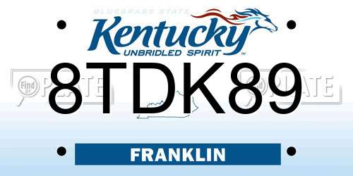 8TDK89 Kentucky License Plate