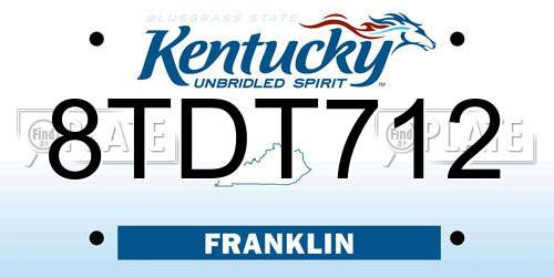 8TDT712 Kentucky License Plate