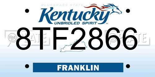 8TF2866 Kentucky License Plate