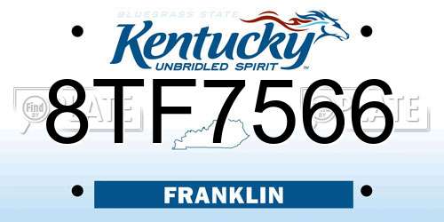 8TF7566 Kentucky License Plate