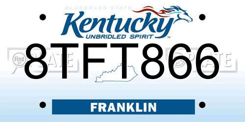 8TFT866 Kentucky License Plate