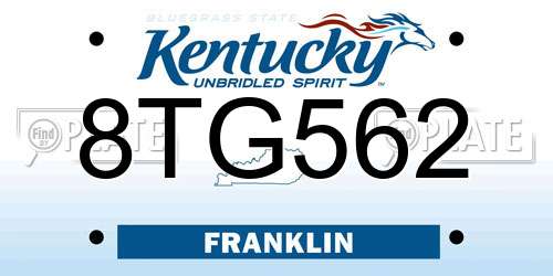 8TG562 Kentucky License Plate