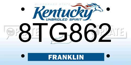 8TG862 Kentucky License Plate