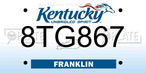 8TG867 Kentucky License Plate