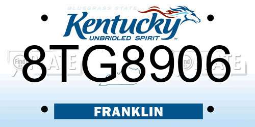 8TG8906 Kentucky License Plate