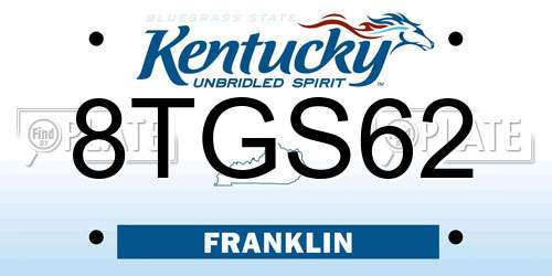 8TGS62 Kentucky License Plate