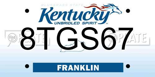 8TGS67 Kentucky License Plate