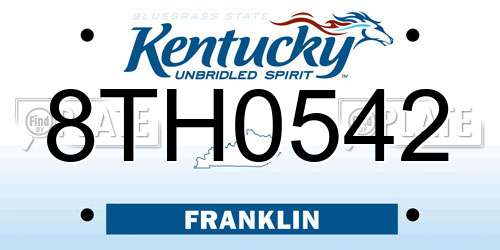 8TH0542 Kentucky License Plate