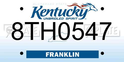 8TH0547 Kentucky License Plate