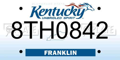 8TH0842 Kentucky License Plate
