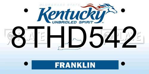8THD542 Kentucky License Plate