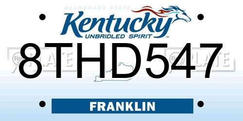 8THD547 Kentucky License Plate