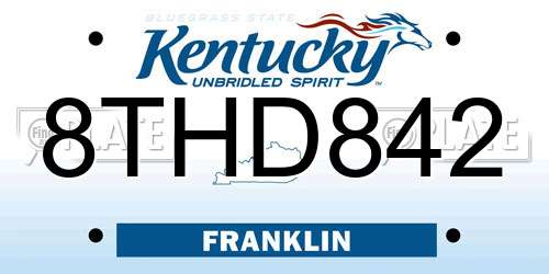 8THD842 Kentucky License Plate