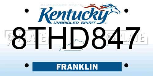 8THD847 Kentucky License Plate