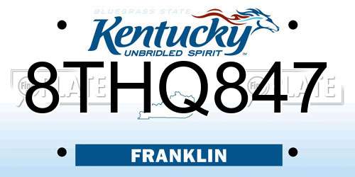 8THQ847 Kentucky License Plate