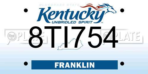 8TI754 Kentucky License Plate