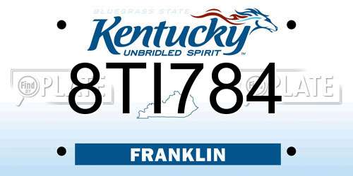 8TI784 Kentucky License Plate