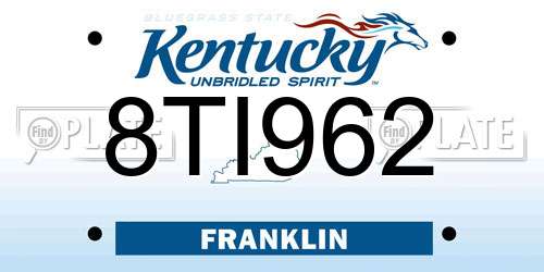 8TI962 Kentucky License Plate