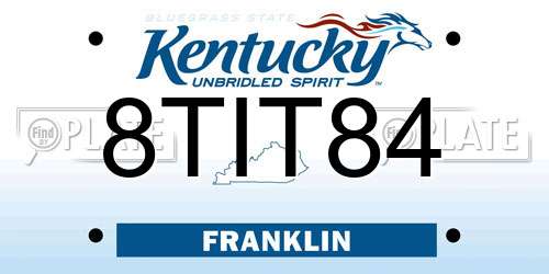 8TIT84 Kentucky License Plate