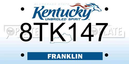 8TK147 Kentucky License Plate