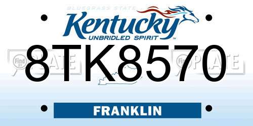 8TK8570 Kentucky License Plate