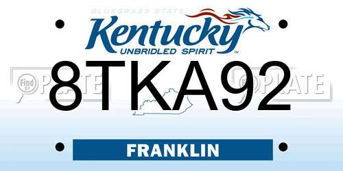 8TKA92 Kentucky License Plate