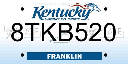 8TKB520 Kentucky License Plate