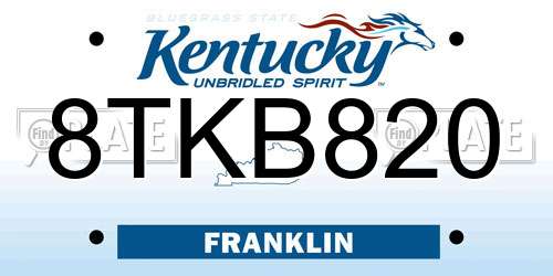8TKB820 Kentucky License Plate