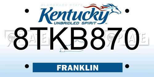 8TKB870 Kentucky License Plate