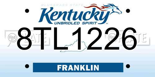 8TL1226 Kentucky License Plate