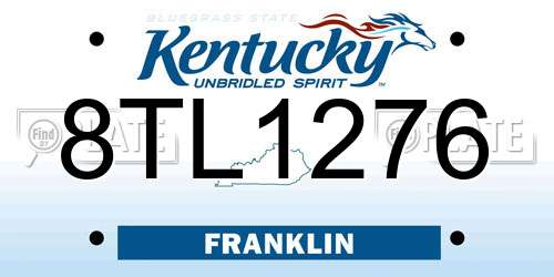 8TL1276 Kentucky License Plate