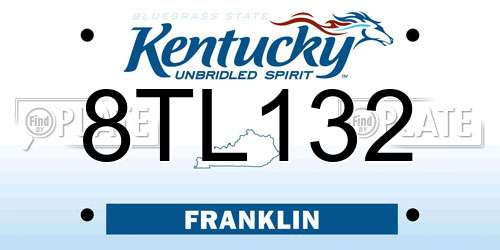 8TL132 Kentucky License Plate
