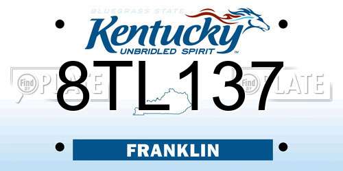 8TL137 Kentucky License Plate