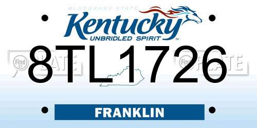 8TL1726 Kentucky License Plate