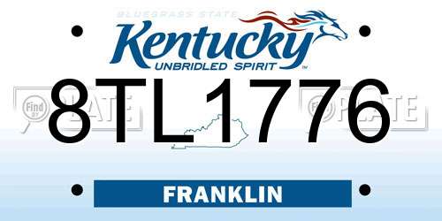 8TL1776 Kentucky License Plate