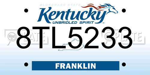 8TL5233 Kentucky License Plate