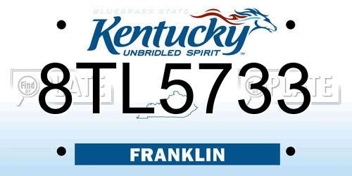 8TL5733 Kentucky License Plate