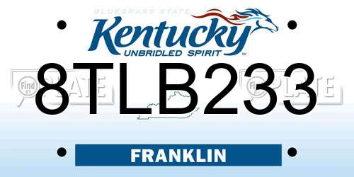 8TLB233 Kentucky License Plate