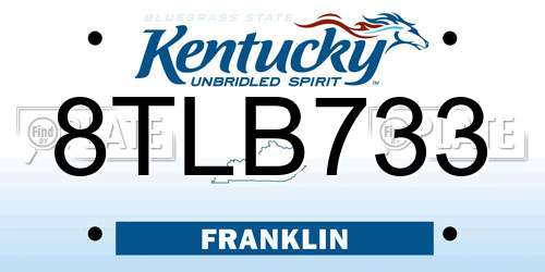 8TLB733 Kentucky License Plate