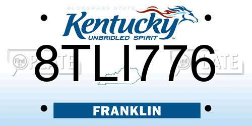 8TLI776 Kentucky License Plate