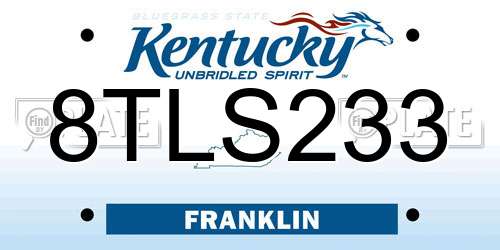 8TLS233 Kentucky License Plate