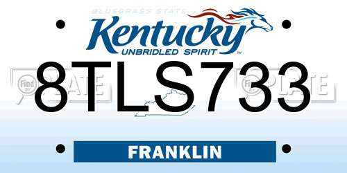 8TLS733 Kentucky License Plate