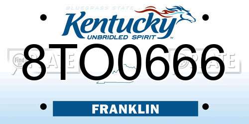 8TO0666 Kentucky License Plate