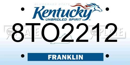 8TO2212 Kentucky License Plate