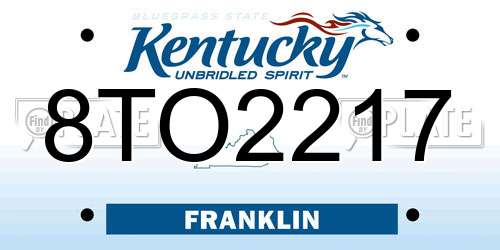 8TO2217 Kentucky License Plate