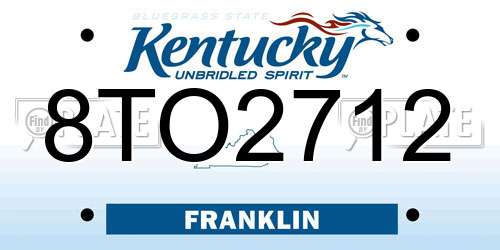 8TO2712 Kentucky License Plate