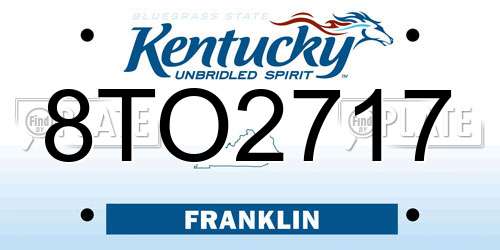 8TO2717 Kentucky License Plate